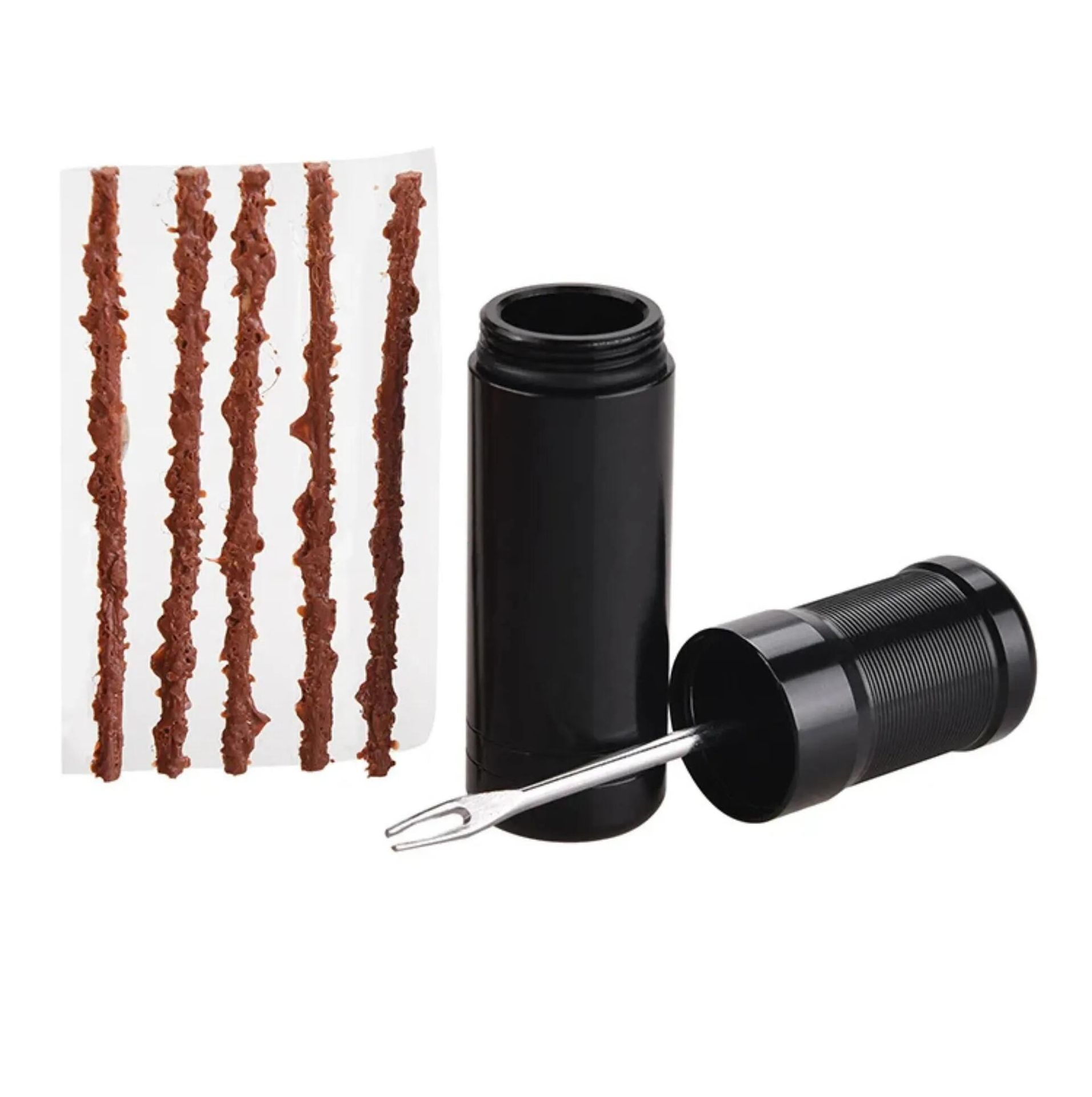 Zestaw naprawczy tubeless – narzędzie CNC aluminium + 5 wkładów – kompakt