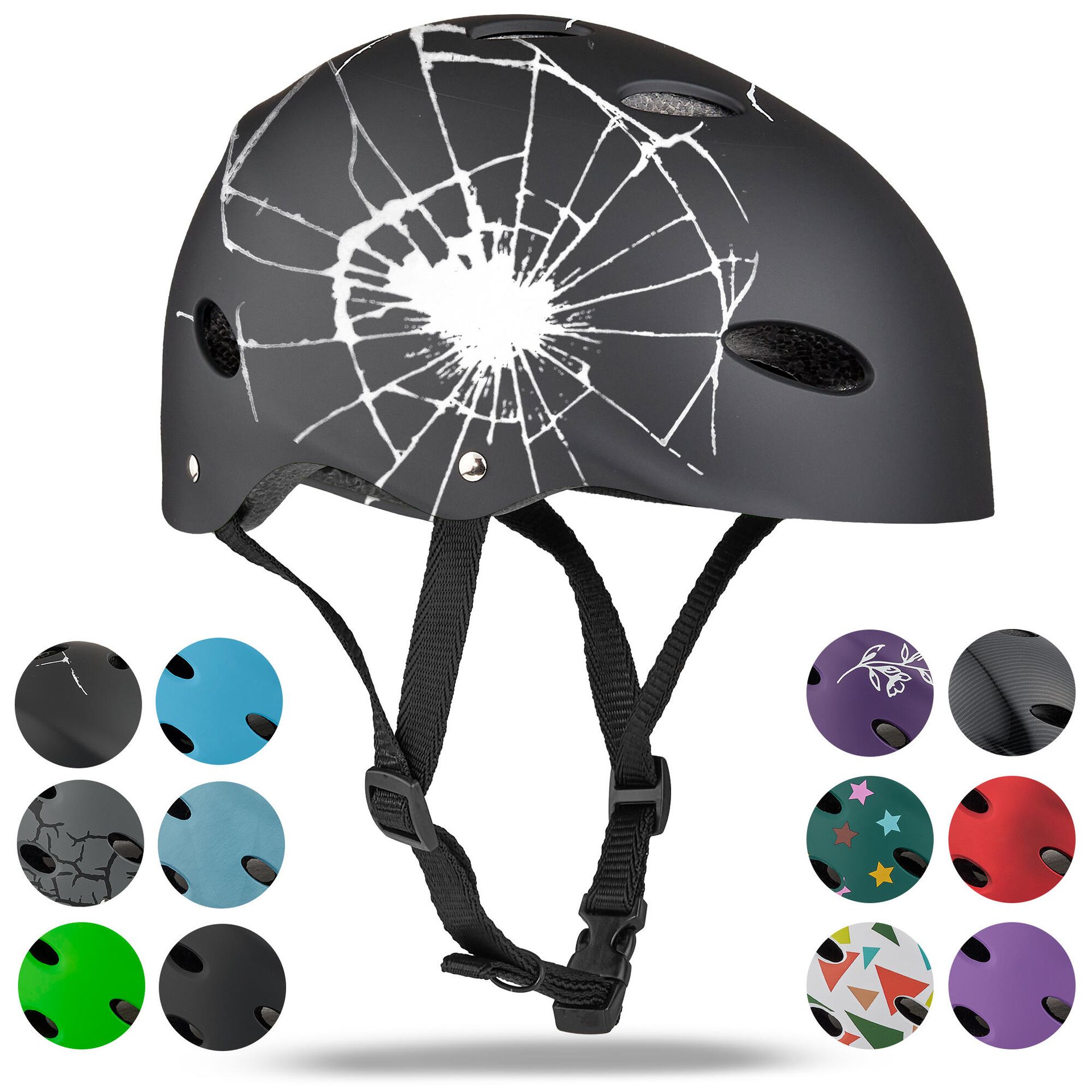 Kask Apollo dla mężczyzn, kobiet i dzieci kask rowerowy dla dzieci regulowany kask na deskorolkę, bmx dla dzieci rozmiar S/M (48-55 cm) - Broken Design