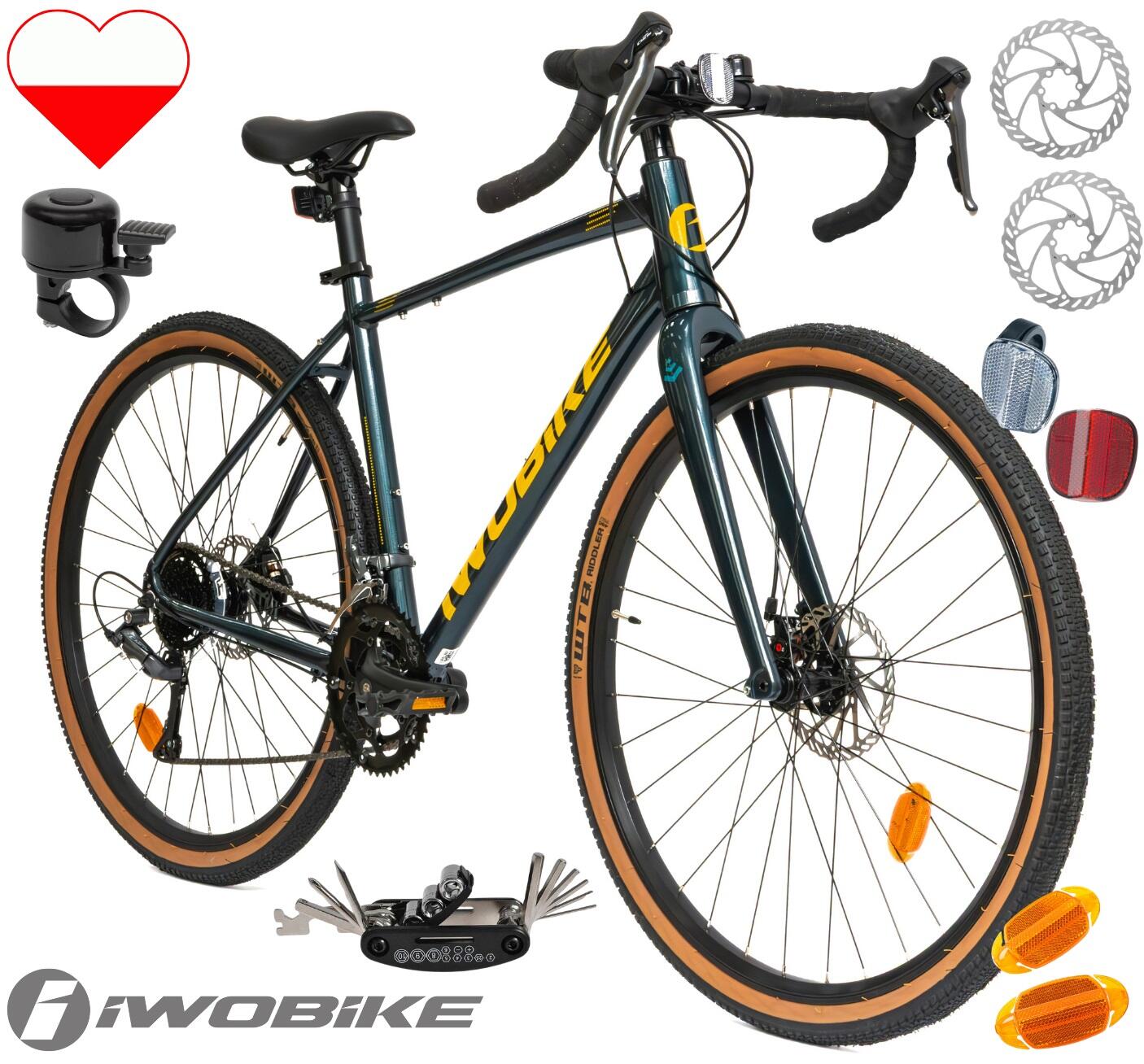 Rower Męski Gravel 28 Aluminium IWOBIKE 2025 Shimano Claris Tarcze Lekki