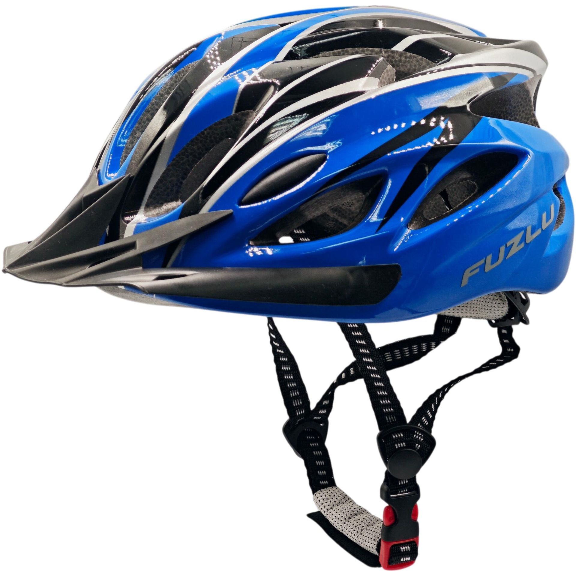 Kask rowerowy FUZLU Warrior JBHM01 black/blue Glossy rozm. L ( 57 - 62 CM )