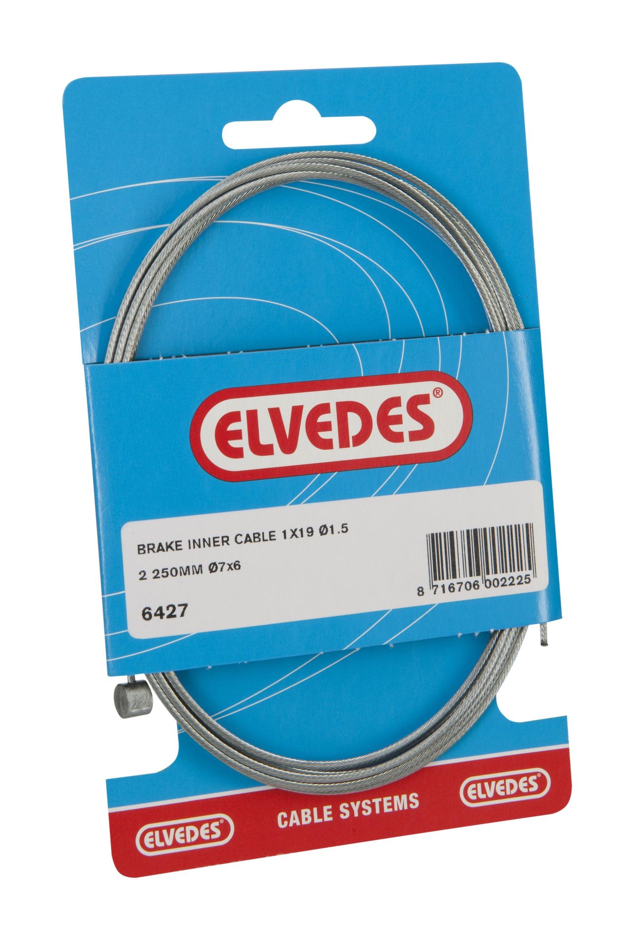 Linka wewnętrzna hamulca Elvedes 2250mm ocynkowana Ø1.5mm T-nipple