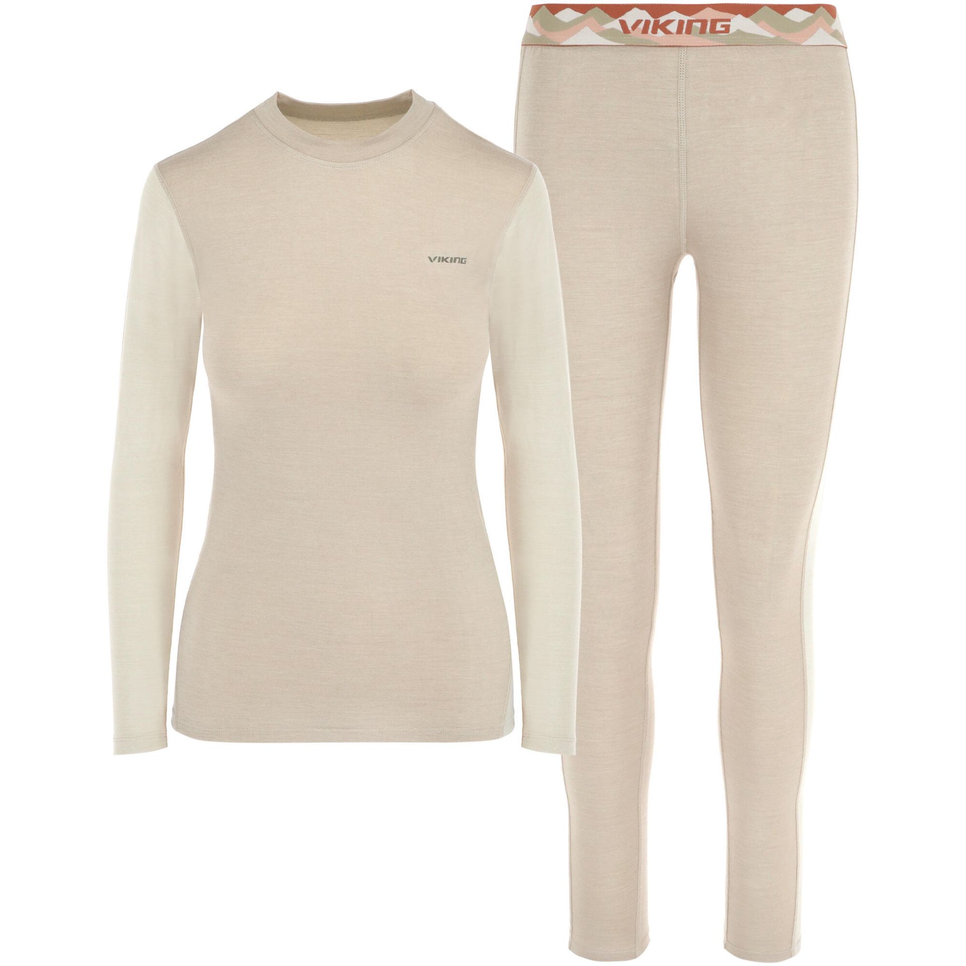 Komplet bielizny termoaktywnej damskiej z wełny merino i bambusa Viking Novena Lady Set 8200 beżowy XL
