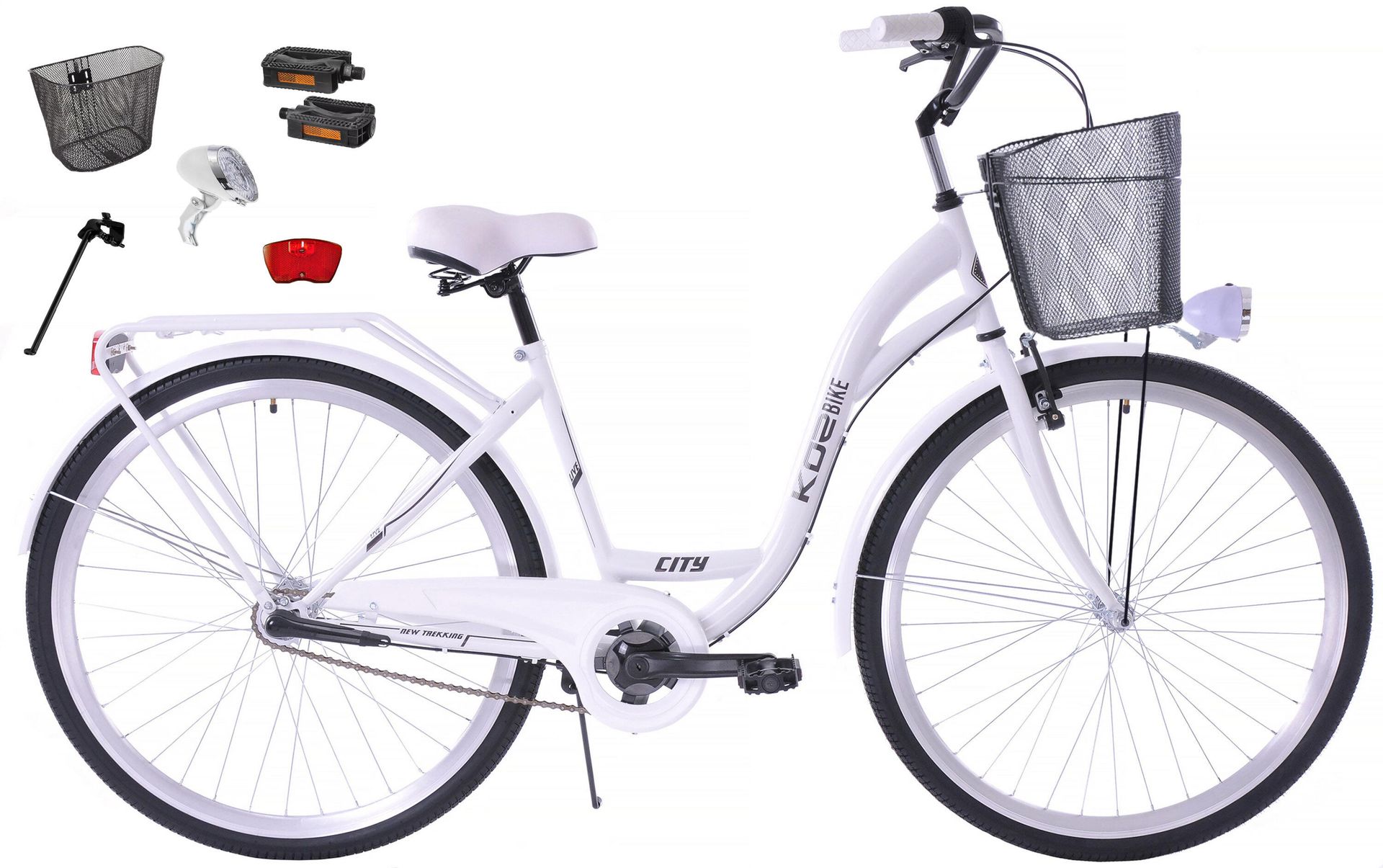 Rower miejski 28 damski Kozbike (K25) 3biegi biały