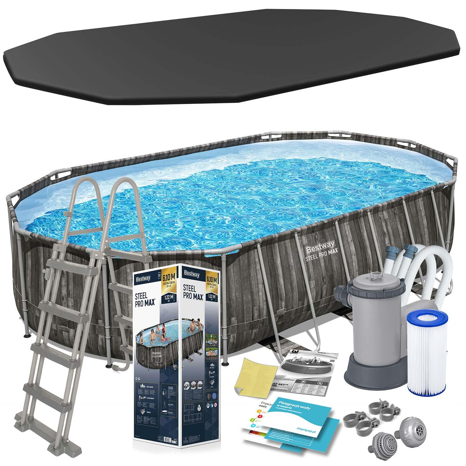 Bestway Basen ogrodowy stelażowy 610 x 366 x 122 cm 12w1 5611R EDUKAMP
