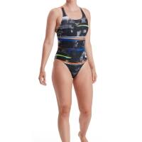 Strój Kąpielowy Speedo Digital Powerback – Czarno-biały/niebieski – Rozmiar 28