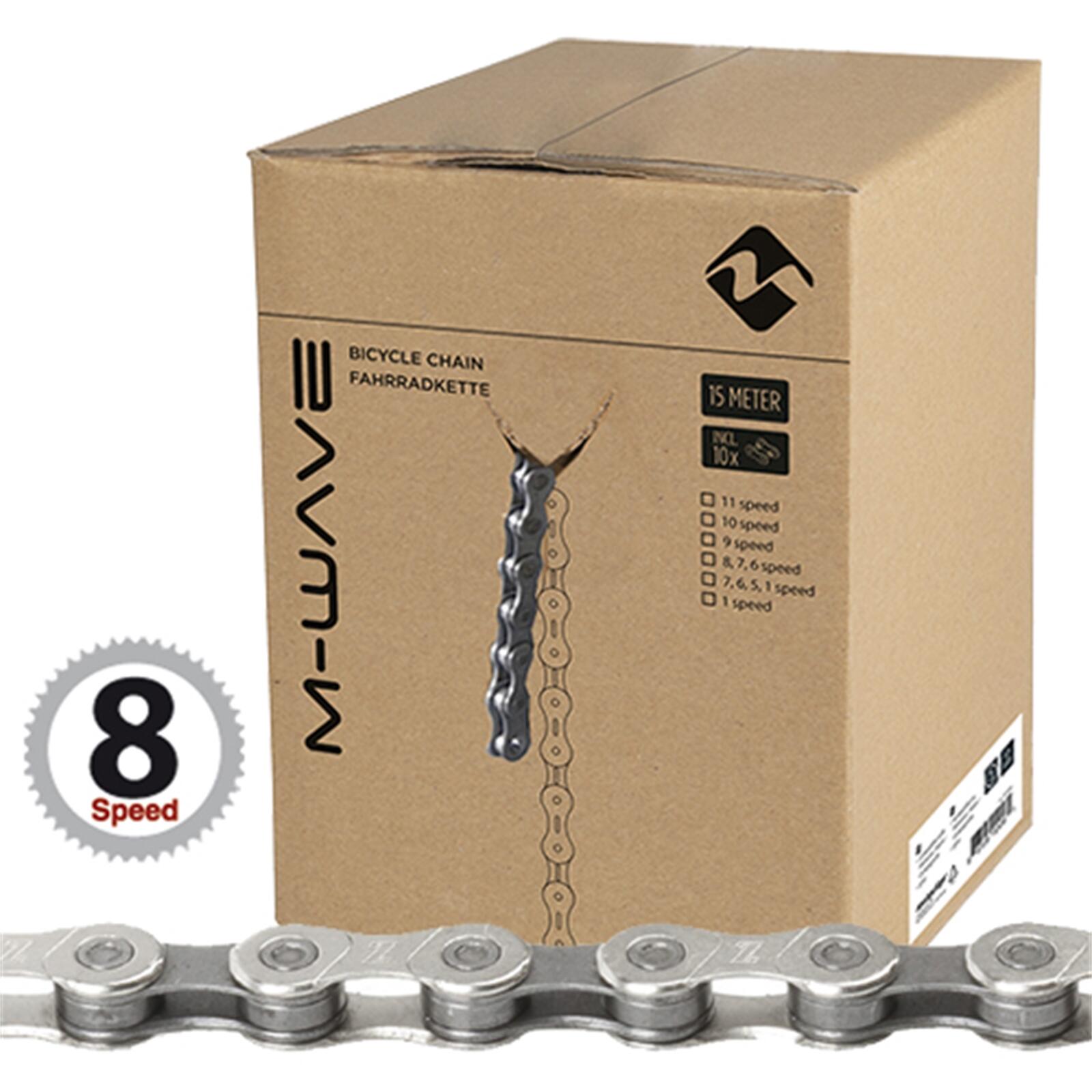 Łańcuch M-Wave 6–8 biegów, rolka 15 m z 10 ogniwami