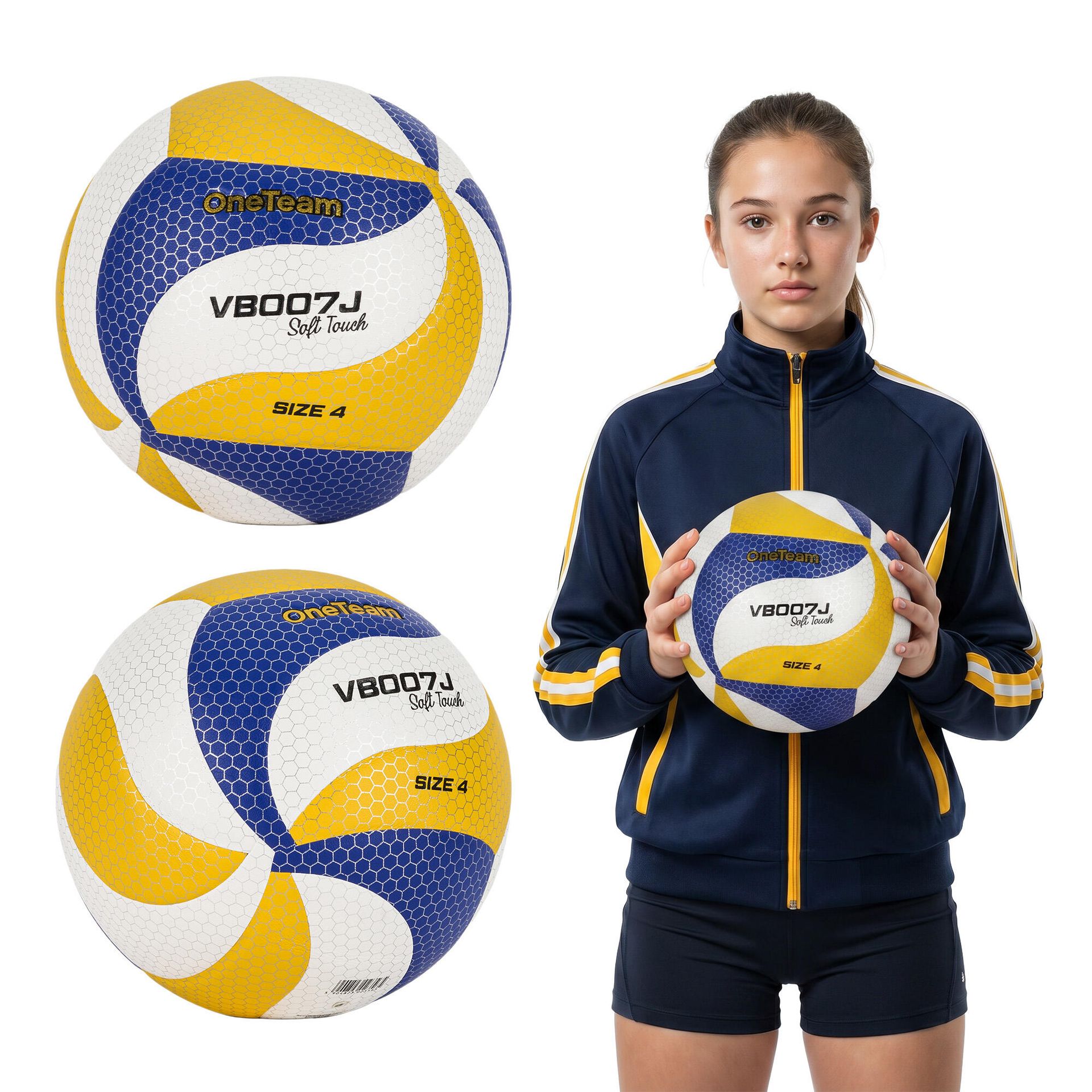 Piłka do siatkówki dziecięca OneTeam VB007J żółty/niebieski/biały rozmiar 4