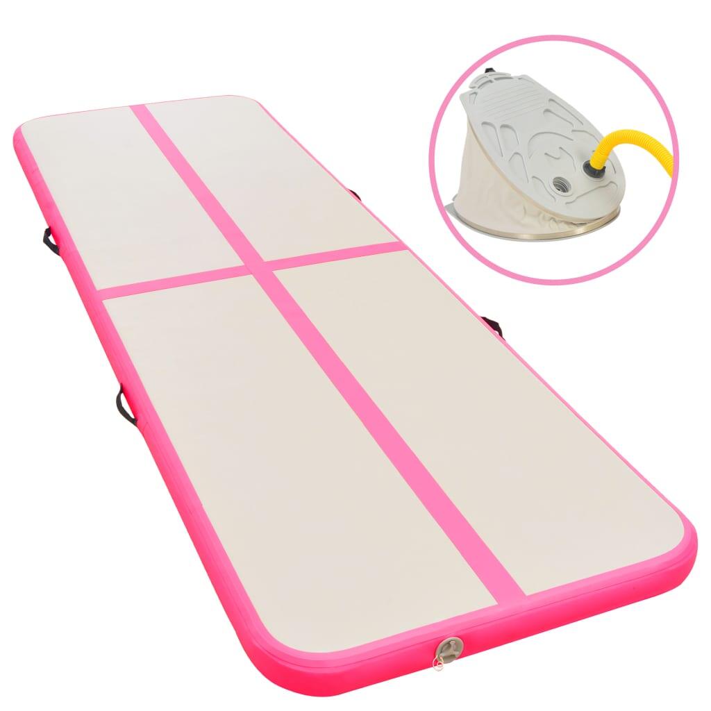 Vida Mata gimnastyczna z pompką 400x100x10 cm PVC różowa V-91915