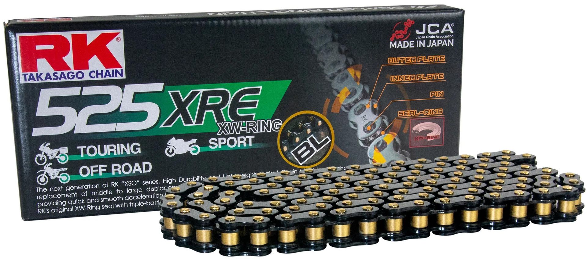 Rk Chain 525 xre 108 n - Czarne Łańcuchy Rowerowe