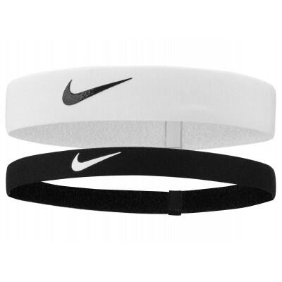 Opaska na głowę Nike Flex w zestawie 2 szt. Czarno-biała Czarno-biała