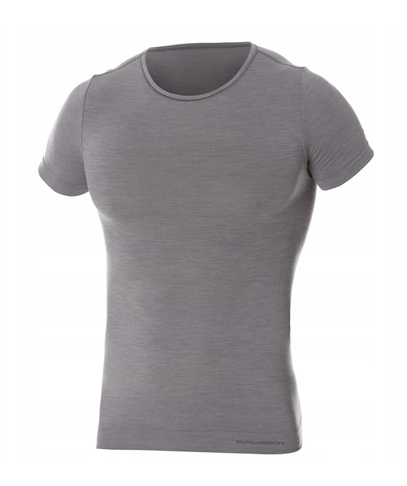 Koszulka męska z krótkim rękawem Brubeck Comfort Wool ciemnoszary XL LS1103M