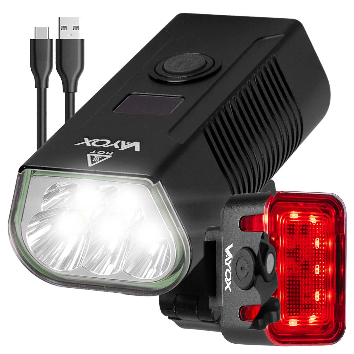 Zestaw lampek rowerowych VAYOX VA0073 + VA0152 przednia i tylna POWERBANK