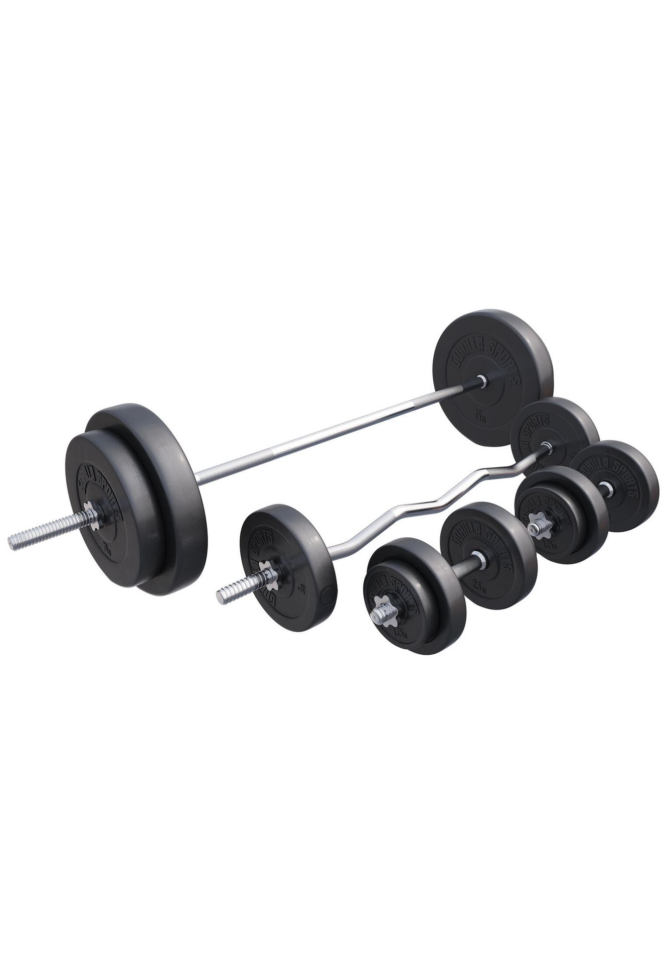 Gorilla Sports Zestaw 4 gryfy i obciążenia winylowe 98 kg gwintowane (100083-00006-0048)