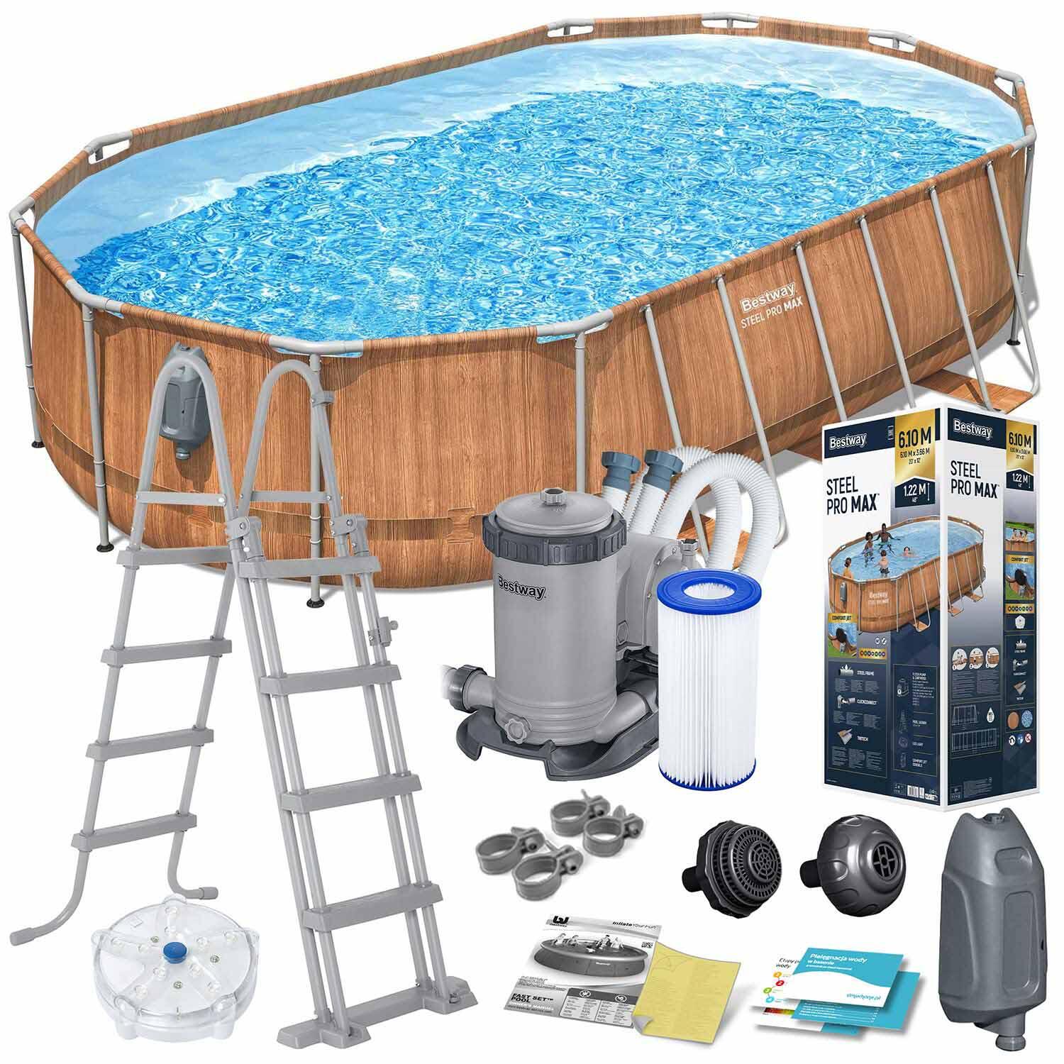 Bestway Basen stelażowy 610x366 10w1 kamień 56719