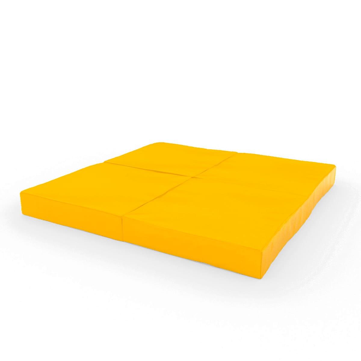 Małpiszon, materac gimnastyczny Kometa 100x100x10 czteroczęściowy żółty