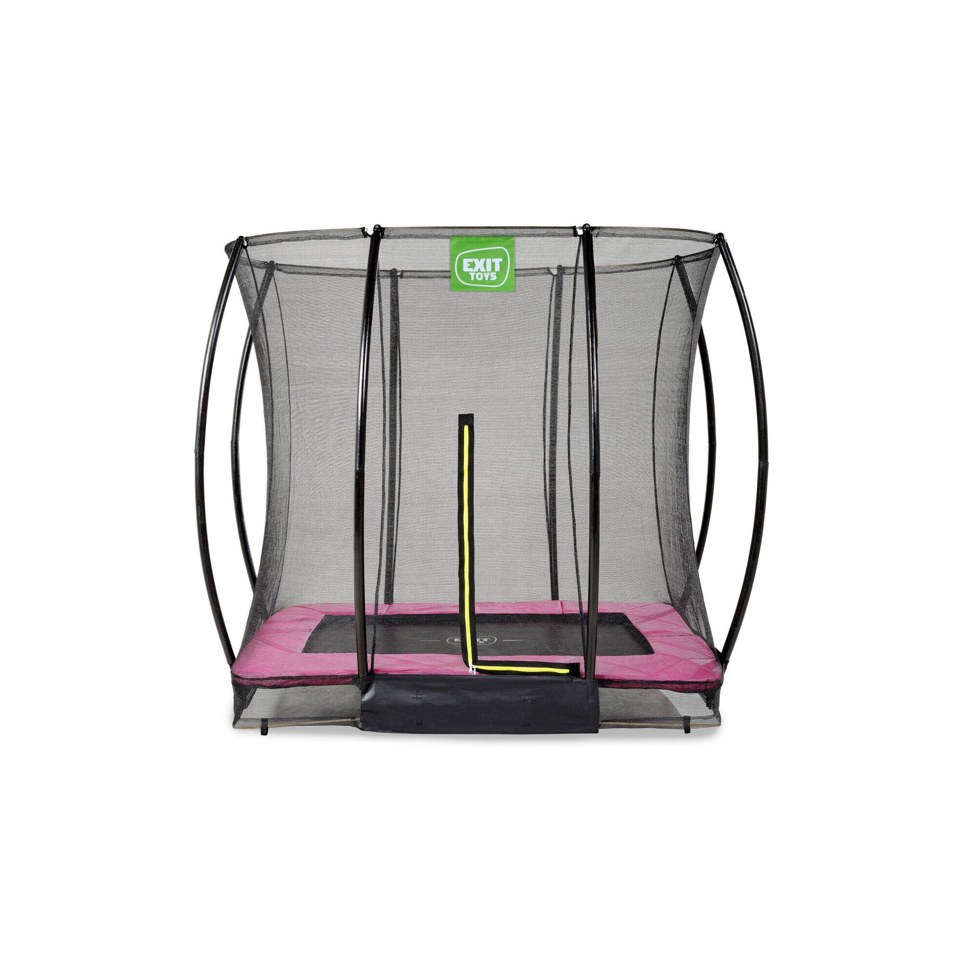 Exit Trampolina naziemna Silhouette 153x214cm z siatką zabezpieczającą różowa