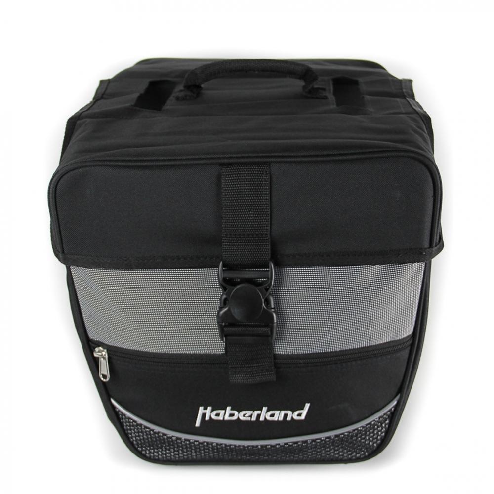 Haberland Einsteiger podwójna sakwa rowerowa, wielokolorowa 130002 15_Schwarz/Silber_25 x 20 x 15 cm, 25 Liter