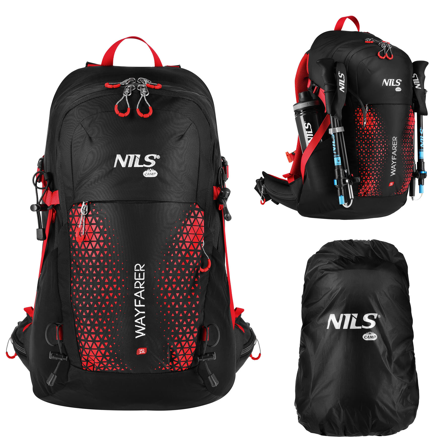 NC1925 PLECAK TURYSTYCZNY CZERWONY WAYFARER 35L NILS CAMP