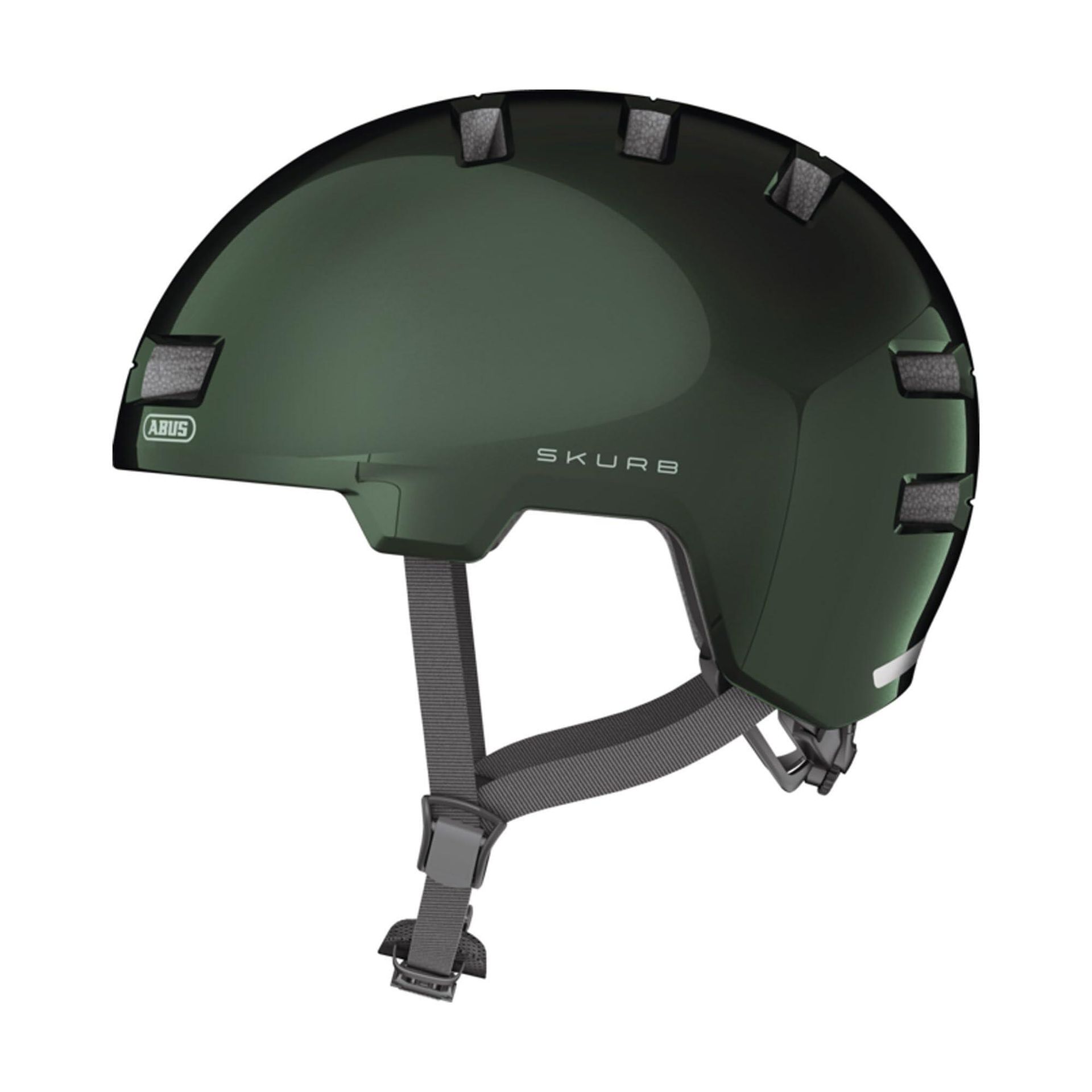 Kask miejski ABUS Skurb - solidny kask rowerowy do codziennego użytku, jazdy na rolkach, BMX lub longboardzie - zielony, rozmiar M