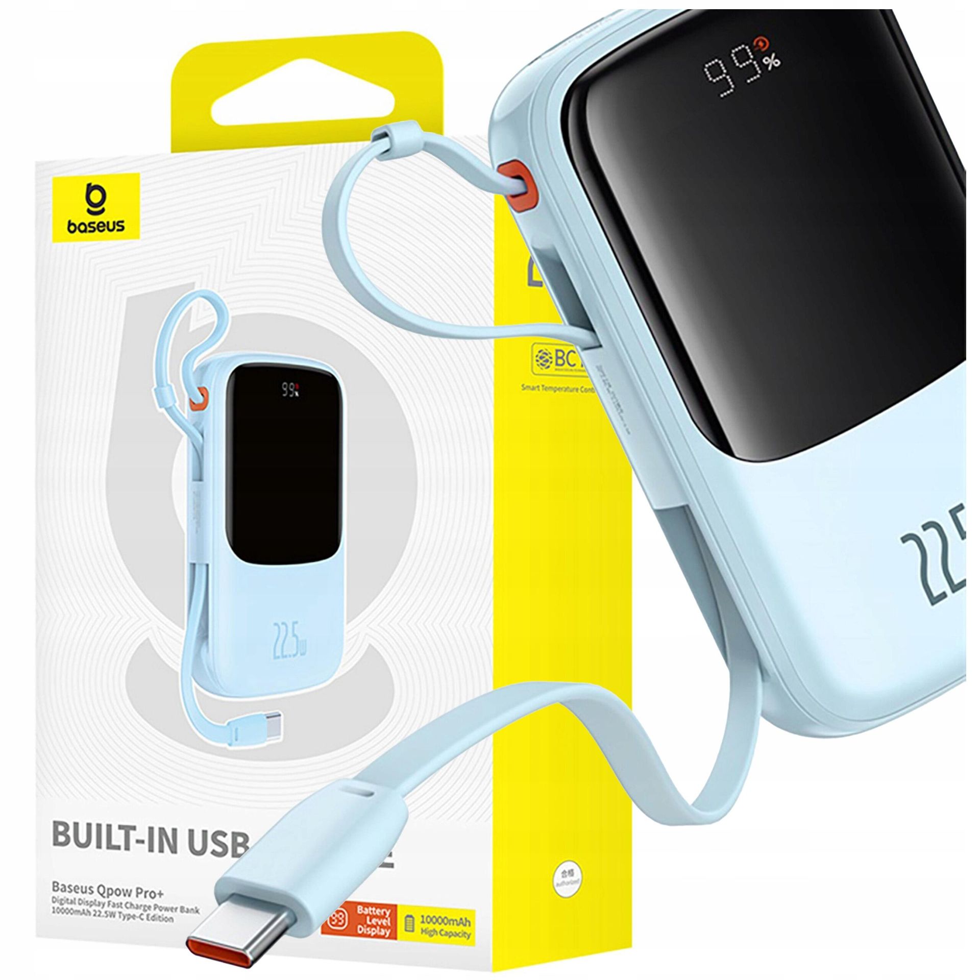 Powerbank BASEUS Qpow Pro+ 10000mAh 22.5W Niebieski