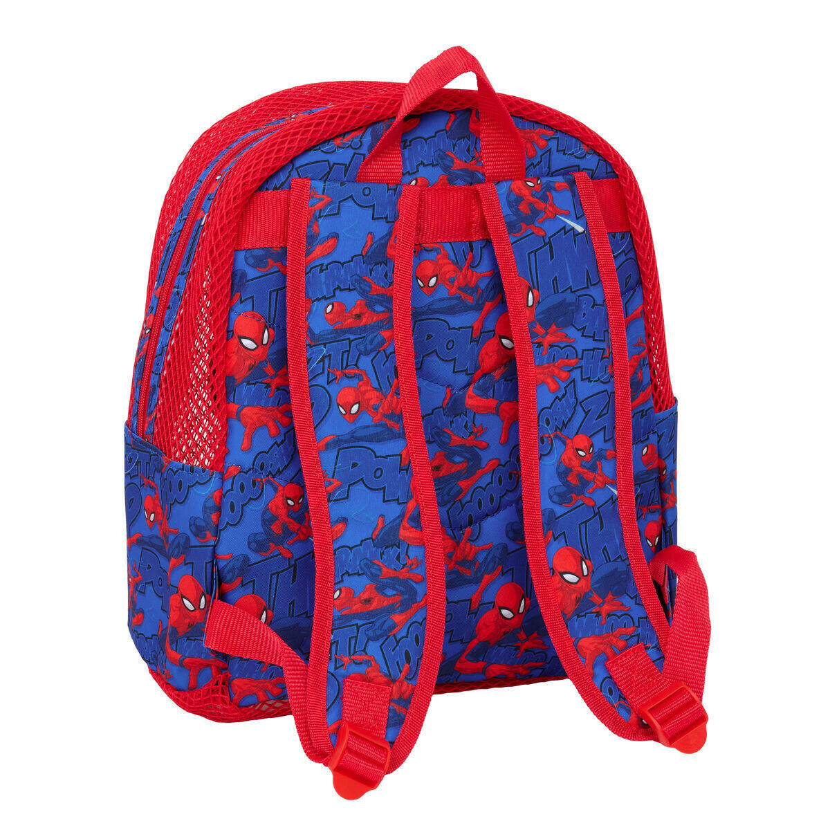 Safta SPIDERMAN Plecak plażowy dla dzieci, odporny na piasek, z uchwytami, łatwy do czyszczenia, idealny dla dzieci w różnym wieku, wygodny i wszechstronny, 32 x 12 x 38 cm, Czerwony/Niebieski, M