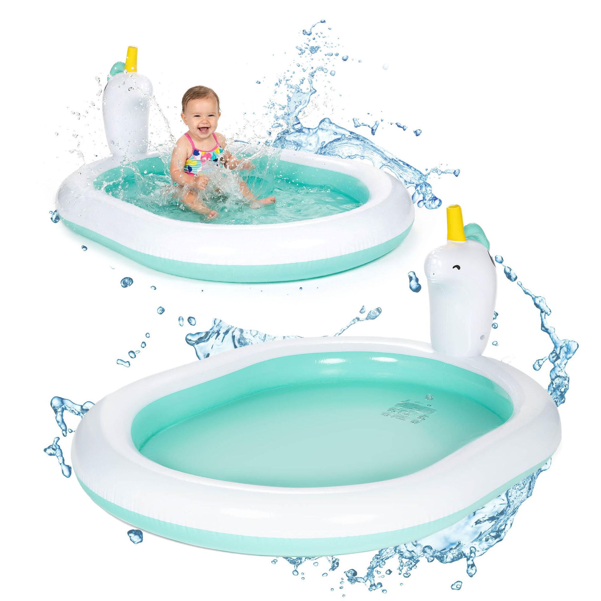 Aquastic Basen dmuchany dziecięcy z fontanną Aquastic biały 180x135 x19 Wytrzymały