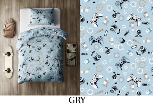 Pościel 100% BAWEŁNA Renforce DLA DZIECI 90x120cm (poszwa) + 1x 40x60cm (poszewka) Do łóżeczka Wykończenie satynowe GRY