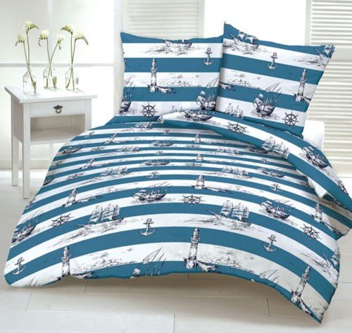 Pościel 100% BAWEŁNA Renforce 160x200cm (poszwa) + 2x 70x80cm (poszewki) Wykończenie satynowe MARYNARSKI