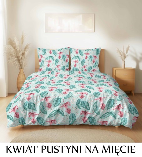 Pościel hotelowa 100% Bawełna Renforce Wykończenie Satynowe KWIAT PUSTYNI NA MIĘCIE