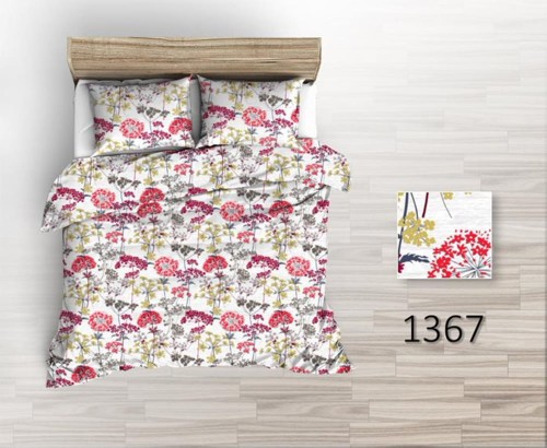 Pościel 100% BAWEŁNA Renforce 200x220cm (poszwa) + 2x 70x80cm (poszewki) Wykończenie satynowe CZERWONE DMUCHAWCE