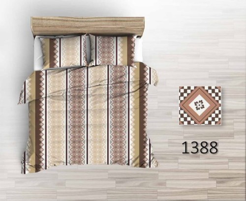 Pościel 100% BAWEŁNA Renforce 200x220cm (poszwa) + 2x 70x80cm (poszewki) Wykończenie satynowe BEŻOWE ROMBY