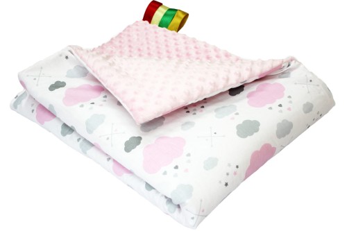 Kocyk dla dzieci i niemowląt MINKY 80x100 / 100X135 CHMURKA - MINKY JASNY RÓŻ