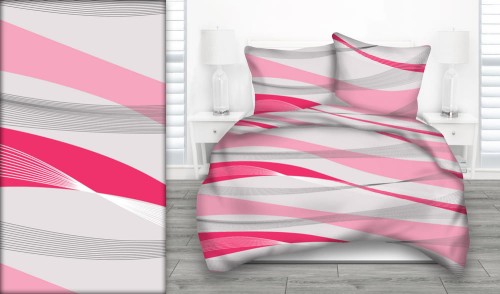 Pościel 100% BAWEŁNA Renforce 160x200cm (poszwa) + 2x 70x80cm (poszewki) Wykończenie satynowe NOWA GEOMETRIA RÓŻOWA