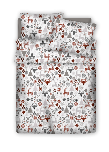 Pościel 100% BAWEŁNA Renforce 160x200cm (poszwa) + 2x 70x80cm (poszewki) Wykończenie satynowe RENIFERY RÓŻNE