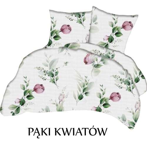 Pościel hotelowa 100% Bawełna Renforce Wykończenie Satynowe PĄKI KWIATÓW