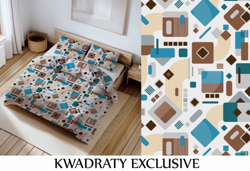 Pościel 100% BAWEŁNA Renforce 140x200cm (poszwa) + 1x 70x80cm (poszewka) Wykończenie satynowe KWADRATY EXCLUSIVE POPIEL