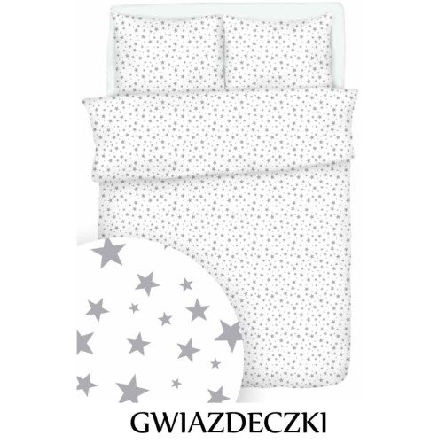 Pościel 100% BAWEŁNA Renforce 160x200cm (poszwa) + 2x 70x80cm (poszewki) Wykończenie satynowe GWIAZDECZKI