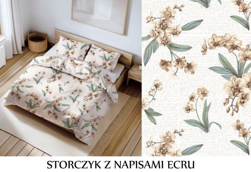Pościel hotelowa 100% Bawełna Renforce Wykończenie Satynowe STORCZYK Z NAPISAMI ECRU EMATEX.PL