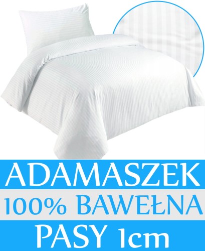 KOMPLET POŚCIELI HOTELOWEJ ADAMASZEK BIAŁY PASY 1CM