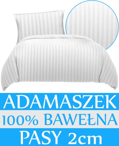 KOMPLET POŚCIELI HOTELOWEJ ADAMASZEK BIAŁY PASY 2CM