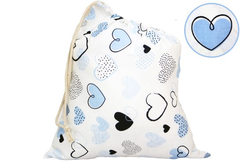 WOREK NA BUTY KAPCIE STRÓJ GIMNASTYCZNY 32x38cm DO SZKOŁY I PRZEDSZKOLA NIEBIESKIE SERDUSZKA