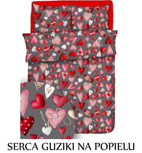 Pościel hotelowa 100% Bawełna Kora SERCA GUZIKI NA POPIELU
