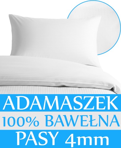 KOMPLET POŚCIELI HOTELOWEJ ADAMASZEK BIAŁY PASY 4MM
