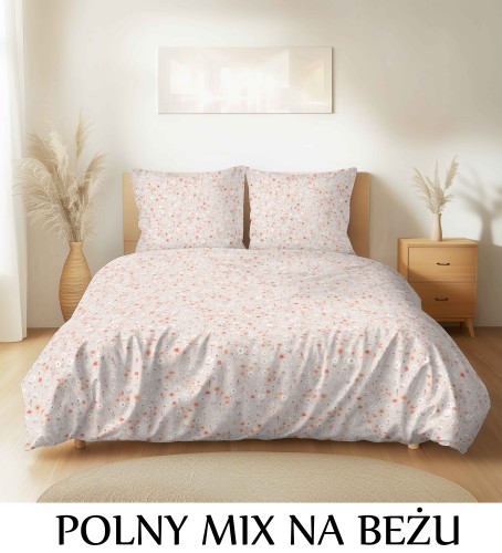 Pościel hotelowa 100% Bawełna Renforce Wykończenie Satynowe POLNY MIX NA BEŻU