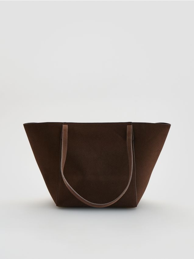 Reserved - Torebka shopper - ciemnobrązowy