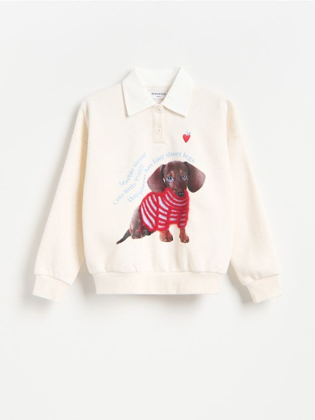 Reserved - Bluza z kołnierzykiem - złamana biel