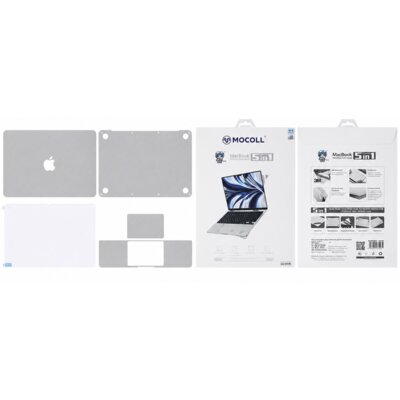 Zestaw ochronny MOCOLL 5w1 do Apple MacBook Neo 13 Srebrny