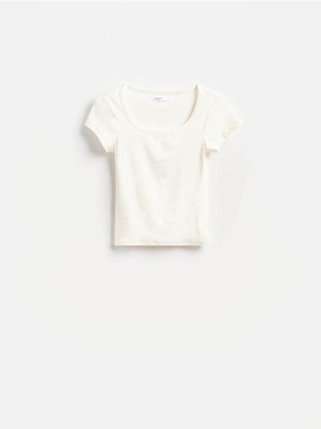 Reserved - T-shirt slim fit z modalem - biały