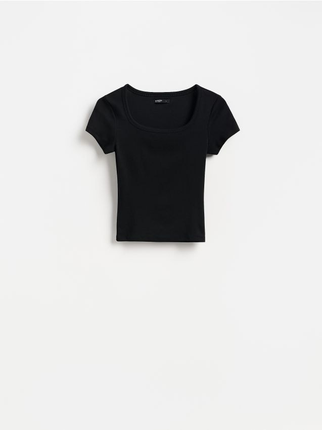 Reserved - T-shirt slim fit z modalem - czarny