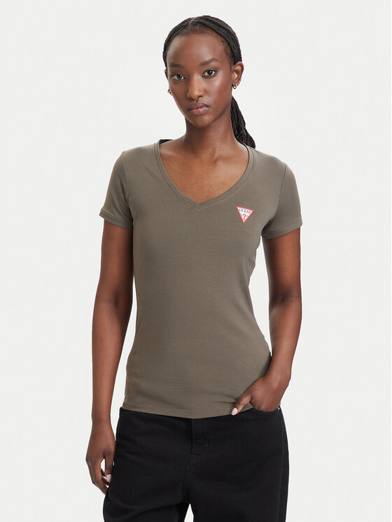 Guess T-Shirt W2YI45 J1314 Khaki Slim Fit